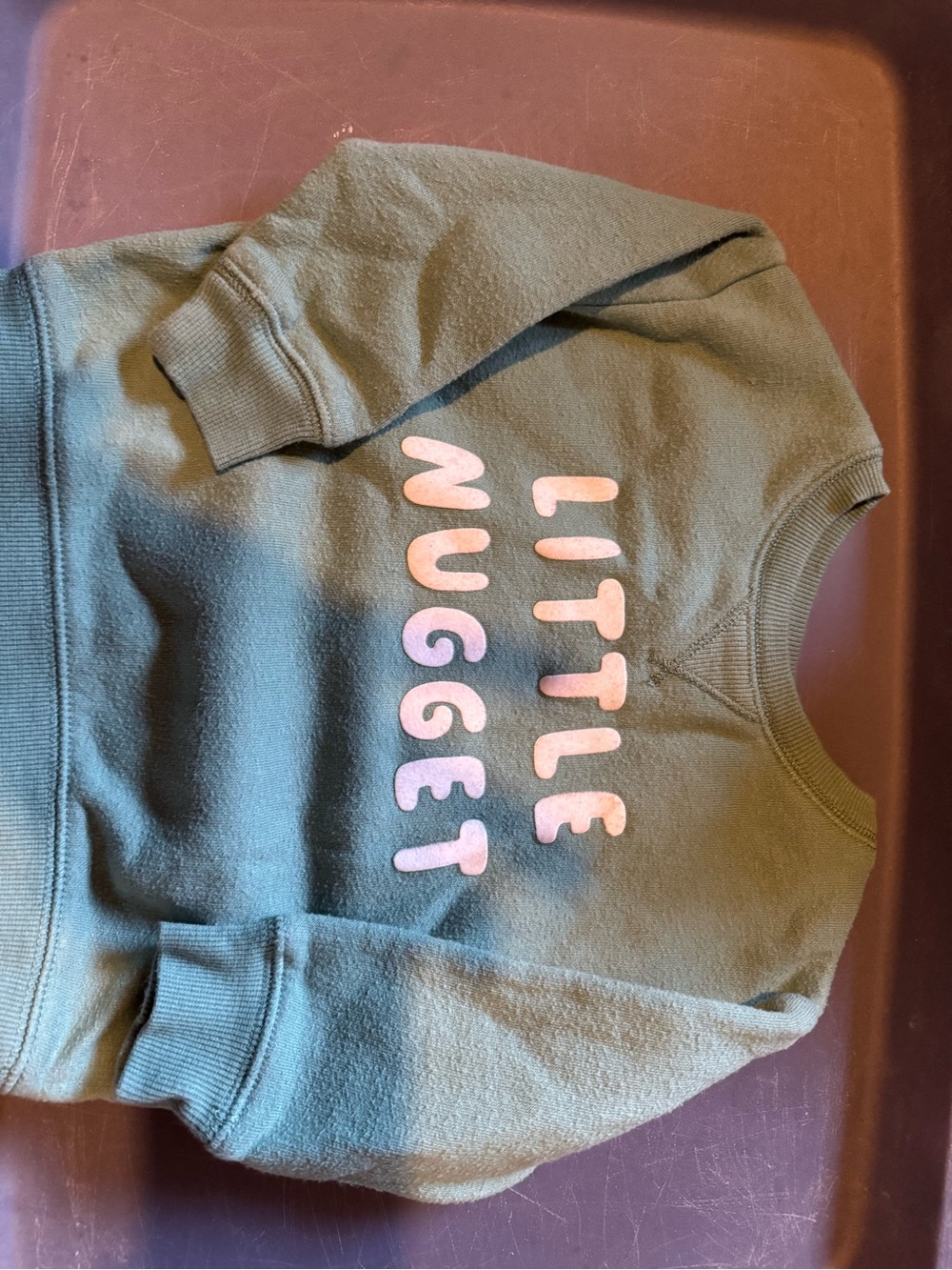 jumping beans  Green "Little Nugget" Kids Sweatshirt with Pastel Lettering